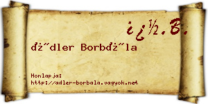 Ádler Borbála névjegykártya