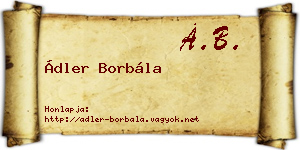 Ádler Borbála névjegykártya